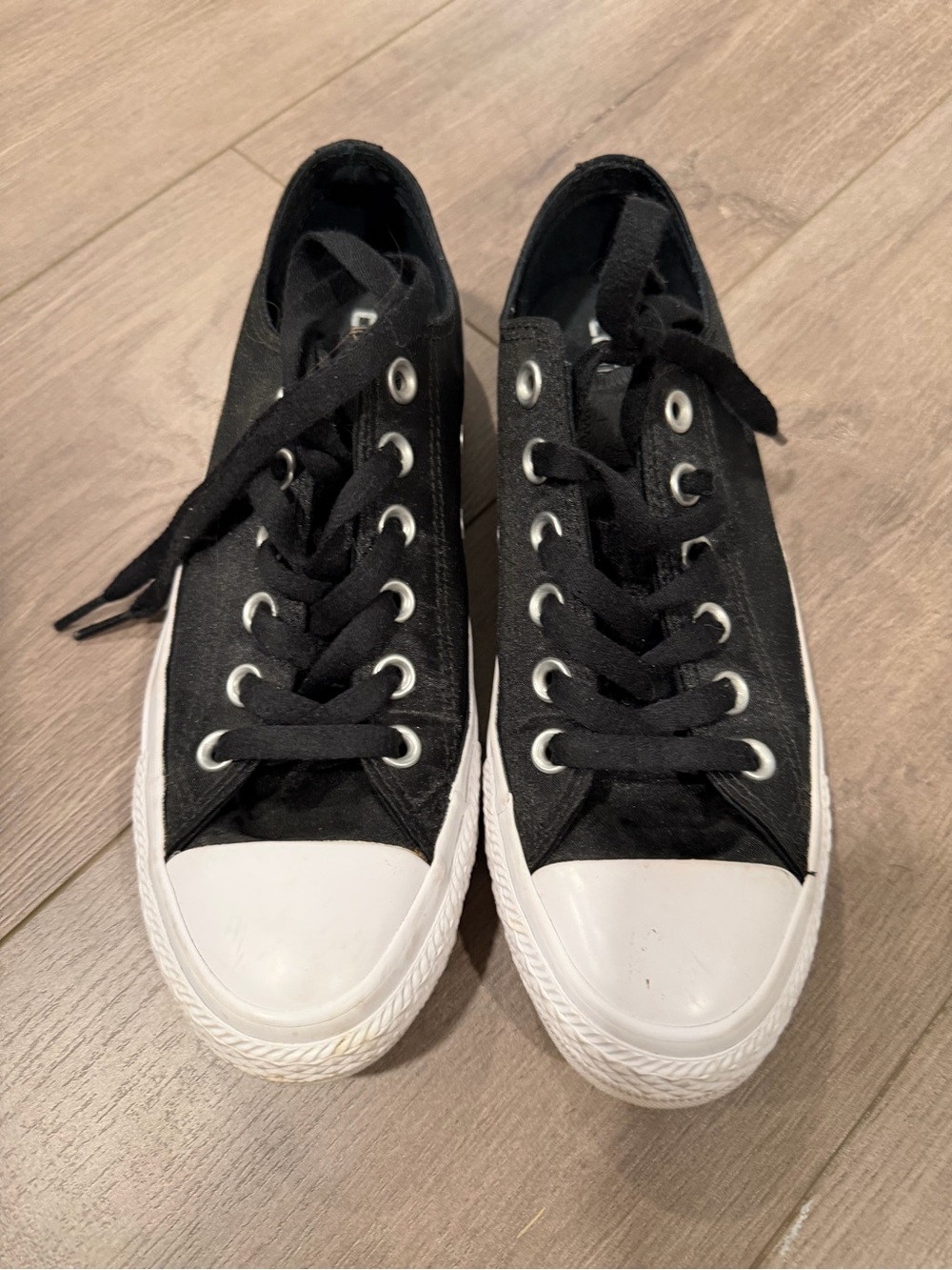 Converse Black Satin Low-tops Size 7